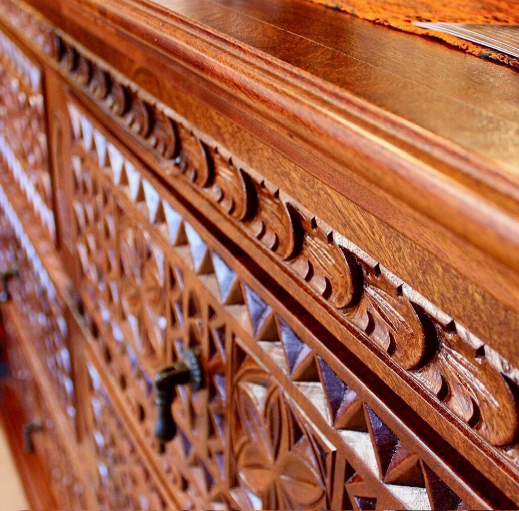 close up of carved buffet