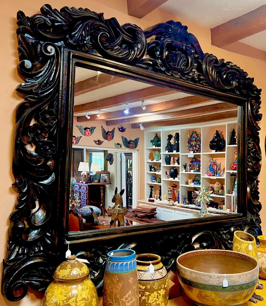 large carved wooden mirror